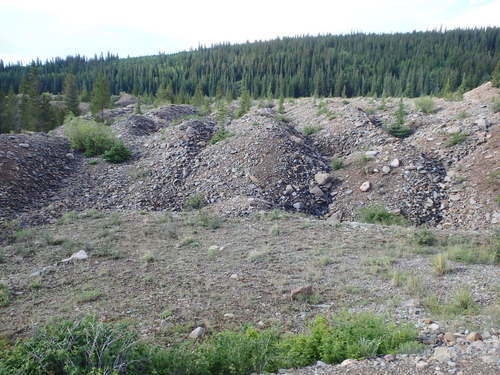 GDMBR:  Old mine tailings deposited in Tarryall Creek's watershed.